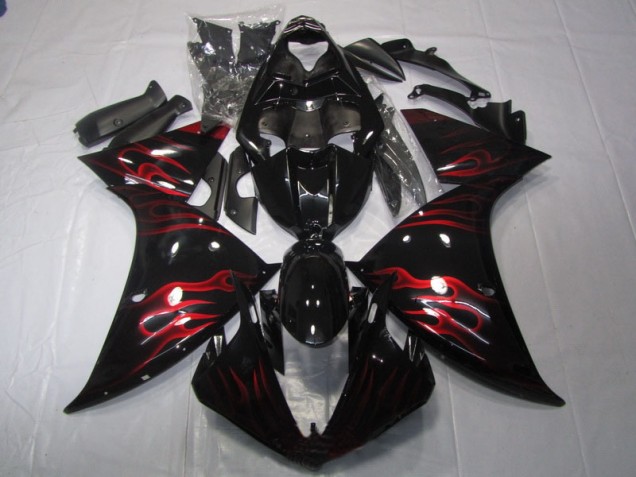 Black Red Flame 2009-2011 YZF R1 Motorcycle Fairings Black Red Flame 2009-2011 YZF R1 Motorcycle Fairings