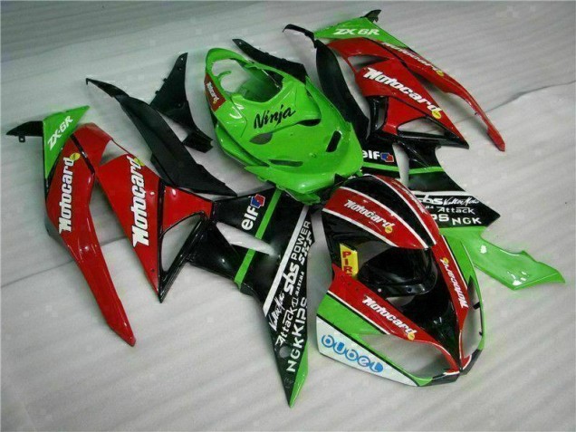 Black Red Green Motocard 2009-2012 ZX6R Motorcycle Fairings Black Red Green Motocard 2009-2012 ZX6R Motorcycle Fairings