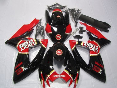 Black Red Lucky Strike Motul 2006-2007 GSXR 600 Motorcycle Fairings