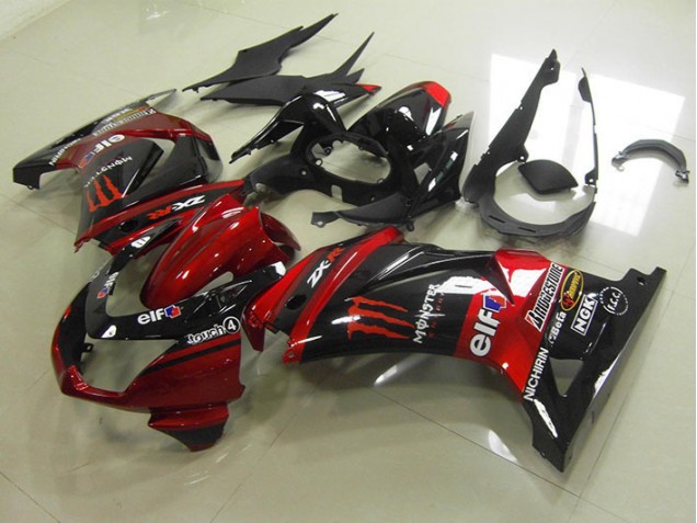 Black Red Monster 2008-2012 ZX250R Motorcycle Fairing Black Red Monster 2008-2012 ZX250R Motorcycle Fairing
