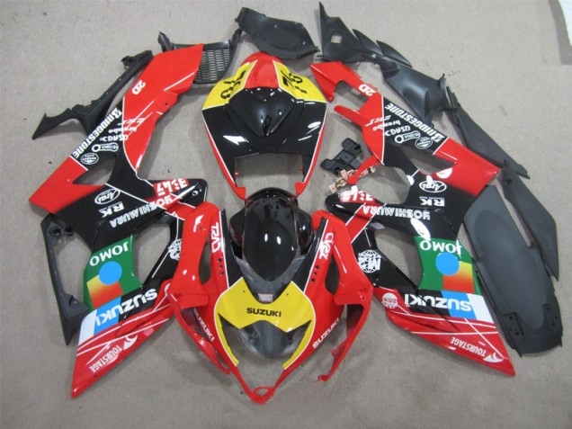 Black Red Yellow Jomo 2006-2007 GSXR 600 Motorcycle Fairings Black Red Yellow Jomo 2006-2007 GSXR 600 Motorcycle Fairings