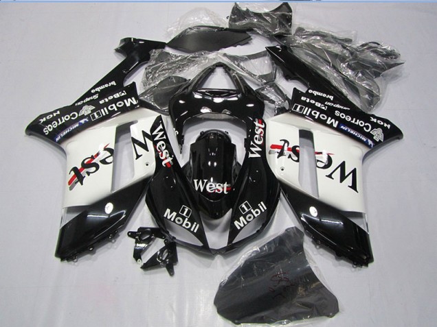 Black West Mobil 2007-2008 ZX6R Motorcycle Fairings Black West Mobil 2007-2008 ZX6R Motorcycle Fairings