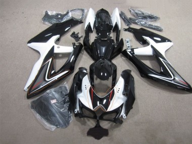 Black White 2008-2010 GSXR 600 Motorcycle Fairing