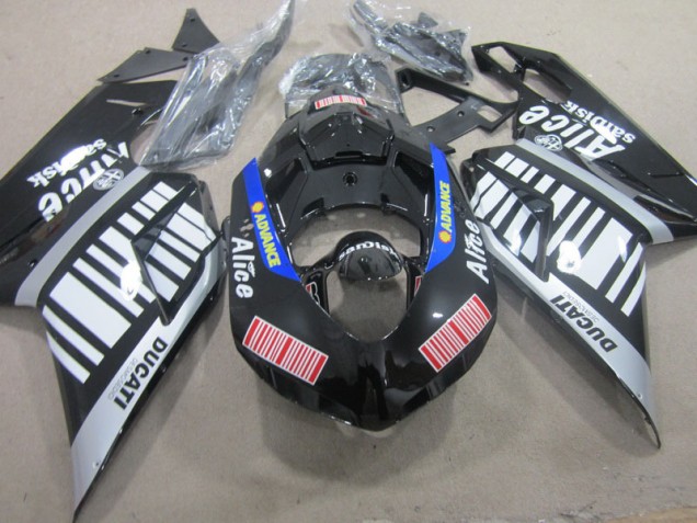 Black White Advance Alice 2007-2014 Ducati 1098 Motorcycle Fairings Black White Advance Alice 2007-2014 Ducati 1098 Motorcycle Fairings