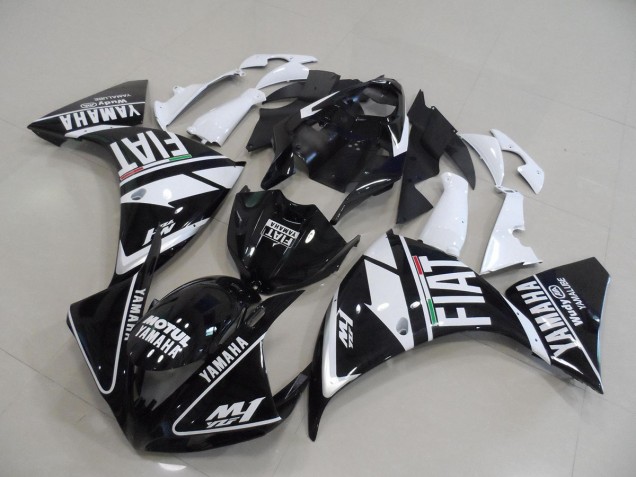 Black White Fiat 2012-2014 YZF R1 Motorcycle Fairing Black White Fiat 2012-2014 YZF R1 Motorcycle Fairing