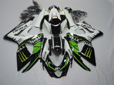 Black White Green Monster Pizzoli 2009-2016 GSXR 1000 Motorcycle Fairings