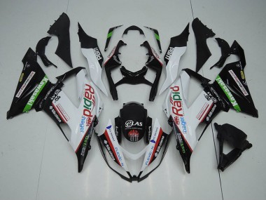 Black White Rapid Hager 2013-2018 ZX6R Motorcycle Fairings