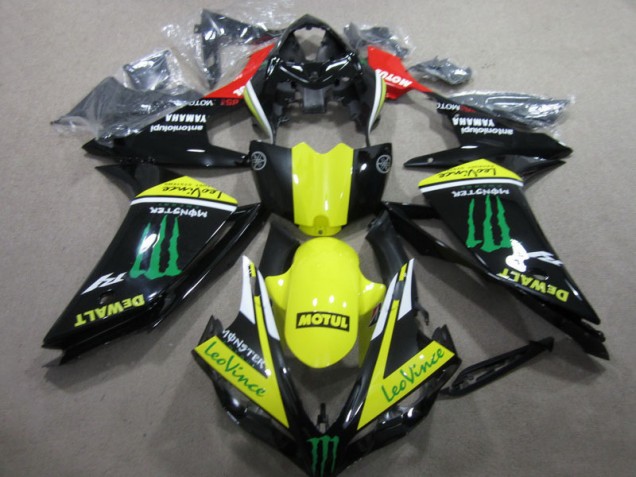 Black Yellow Motul Leovince 2007-2008 YZF R1 Motorcycle Fairings Black Yellow Motul Leovince 2007-2008 YZF R1 Motorcycle Fairings
