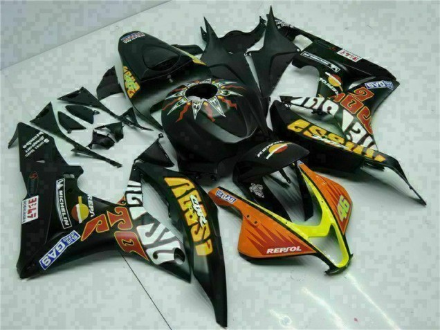 Black Yellow Repsol 46 2007-2008 CBR600RR Motorcycle Fairings Black Yellow Repsol 46 2007-2008 CBR600RR Motorcycle Fairings