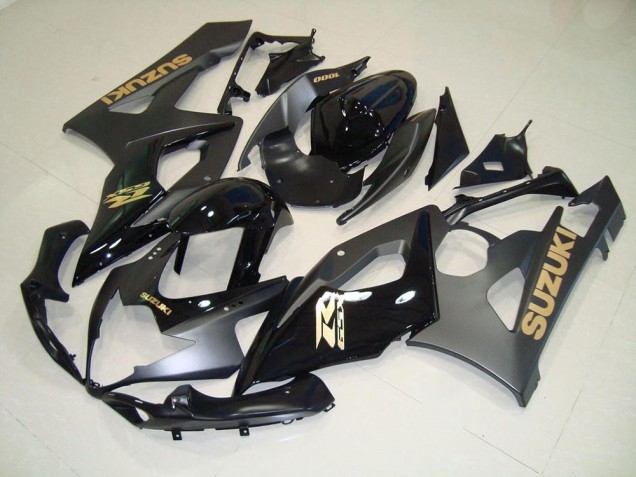Black with Gold Decals 2005-2006 GSXR 1000 Motorcycle Fairings Black with Gold Decals 2005-2006 GSXR 1000 Motorcycle Fairings