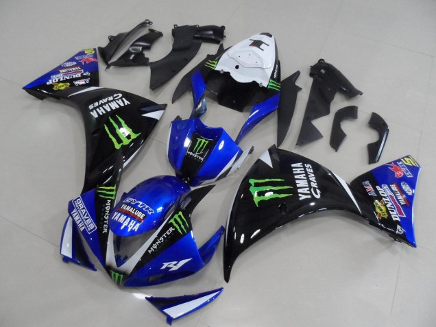 Blue Black Monster 2009-2011 YZF R1 Motorcycle Fairings Blue Black Monster 2009-2011 YZF R1 Motorcycle Fairings
