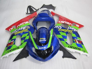 Blue Green Red Telefumia Movistar 2001-2003 GSXR 600 Motorcycle Fairings