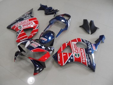 Blue Red Cycle World Castrol 2002-2003 CBR900RR 954 Motorcycle Fairings