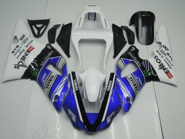 Blue White ENEOS Monster 2000-2001 YZF R1 Motorcycle Fairings