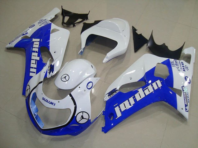 Blue White Jordan 2001-2003 GSXR 750 Motorcycle Fairings Blue White Jordan 2001-2003 GSXR 750 Motorcycle Fairings