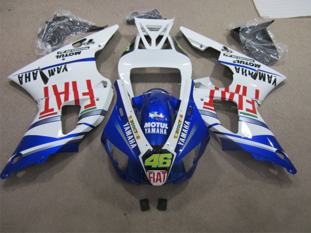 Blue White Motul Fiat 46 1998-1999 YZF R1 Motorcycle Fairings Blue White Motul Fiat 46 1998-1999 YZF R1 Motorcycle Fairings