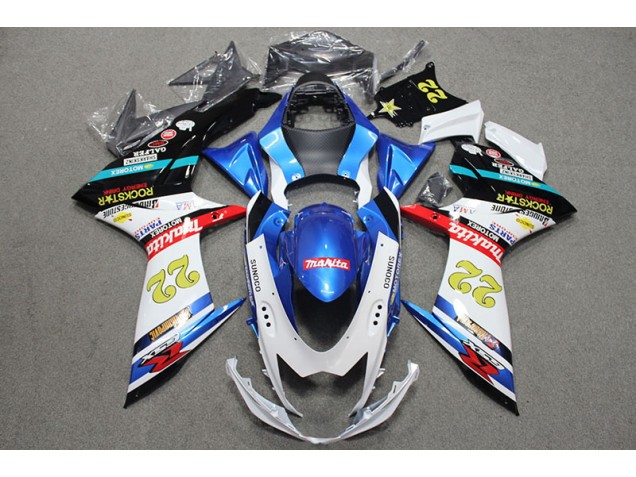 Blue White Red Rockstar 22 2011-2021 GSXR 600 Motorcycle Fairings Blue White Red Rockstar 22 2011-2021 GSXR 600 Motorcycle Fairings
