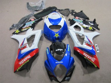 Blue White Rockstar 2007-2008 GSXR 1000 Motorcycle Fairings