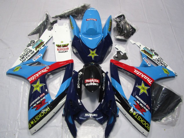 Blue White Rockstar Makita 2006-2007 GSXR 600 Motorcycle Fairings Blue White Rockstar Makita 2006-2007 GSXR 600 Motorcycle Fairings