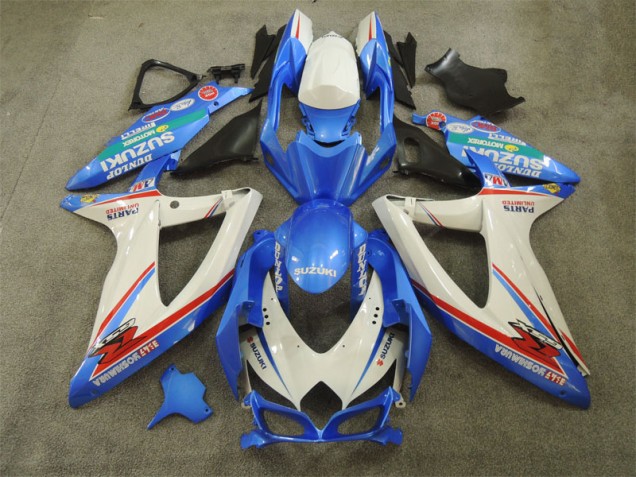 Blue White with Decals 2008-2010 GSXR 600 Motorcycle Fairings Blue White with Decals 2008-2010 GSXR 600 Motorcycle Fairings