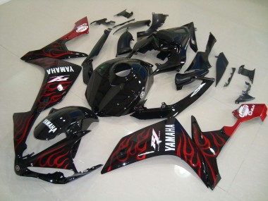 Glossy Black Flame 2007-2008 YZF R1 Motorcycle Fairings