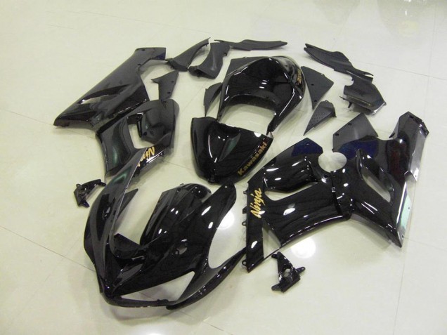Glossy Black Gold Decals 2005-2006 ZX6R Motorcycle Fairings Glossy Black Gold Decals 2005-2006 ZX6R Motorcycle Fairings