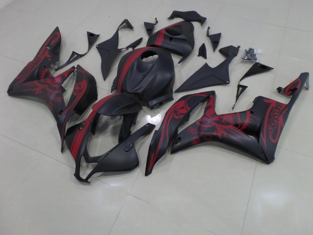 Matte Black Red Skull with Stripe 2007-2008 CBR600RR Motorcycle Fairings Matte Black Red Skull with Stripe 2007-2008 CBR600RR Motorcycle Fairings