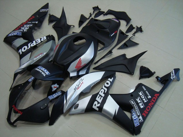 Matte Black Silver Repsol 2007-2008 CBR600RR Motorcycle Fairings Matte Black Silver Repsol 2007-2008 CBR600RR Motorcycle Fairings