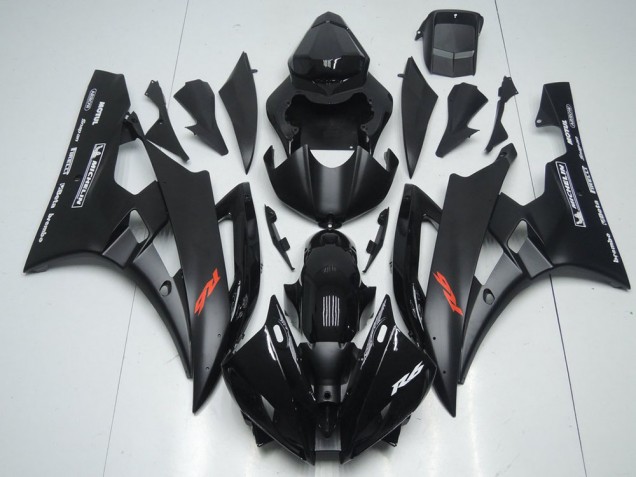 Matte Black and Glossy Black 2006-2007 YZF R6 Motorcycle Fairings Matte Black and Glossy Black 2006-2007 YZF R6 Motorcycle Fairings