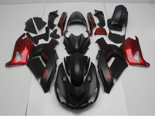 Matte Black and Red 2006-2011 ZX14R ZZR1400 Motorcycle Fairings Matte Black and Red 2006-2011 ZX14R ZZR1400 Motorcycle Fairings