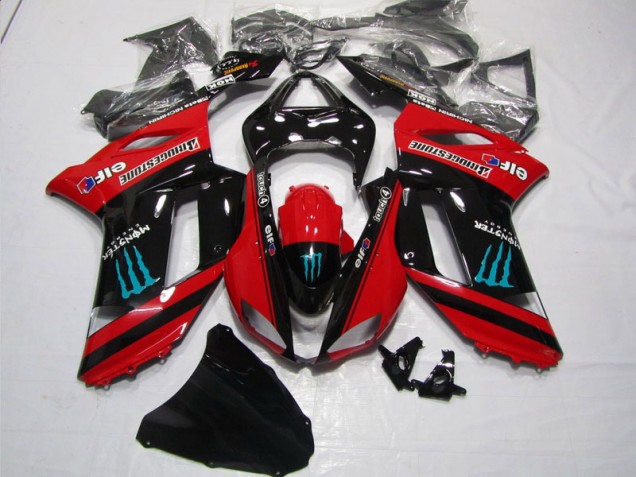 Red Black Monster 2007-2008 ZX6R Motorcycle Fairings Red Black Monster 2007-2008 ZX6R Motorcycle Fairings