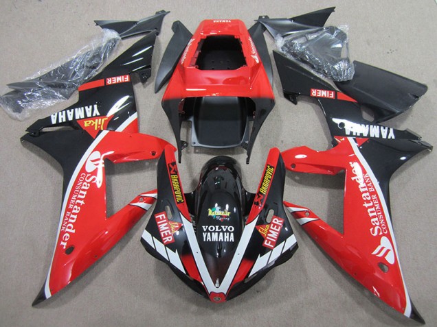 Red Black White Santander 2004-2006 YZF R1 Motorcycle Fairings Red Black White Santander 2004-2006 YZF R1 Motorcycle Fairings