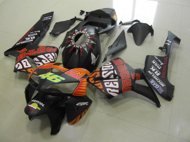 Rossi Matte Black 2005-2006 CBR600RR Motorcycle Fairings Rossi Matte Black 2005-2006 CBR600RR Motorcycle Fairings