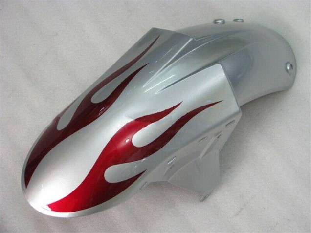 Silver Red Flames 2005-2006 ZX6R Motorcycle Fairings Silver Red Flames 2005-2006 ZX6R Motorcycle Fairings