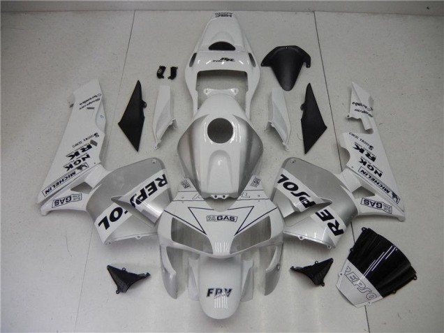 Silver White Black Repsol 2003-2004 CBR600RR Motorcycle Fairings Silver White Black Repsol 2003-2004 CBR600RR Motorcycle Fairings