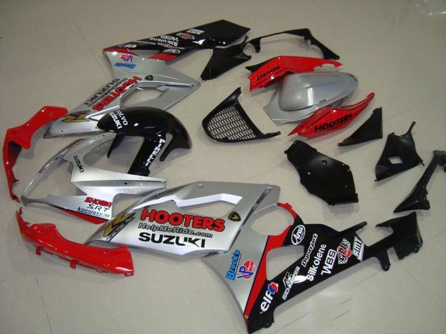 Silver and Red 2005-2006 GSXR 1000 Motorcycle Fairings Silver and Red 2005-2006 GSXR 1000 Motorcycle Fairings