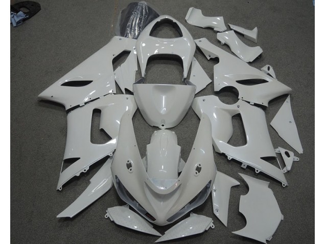 White 2005-2006 ZX6R Motorcycle Fairings White 2005-2006 ZX6R Motorcycle Fairings