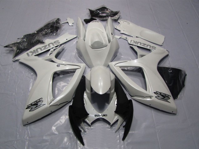White 2006-2007 GSXR 600 Motorcycle Fairing White 2006-2007 GSXR 600 Motorcycle Fairing