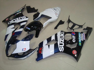 White Black Elf 2003-2004 GSXR 1000 Motorcycle Fairings