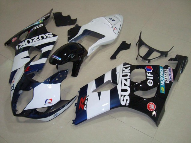 White Black Elf 2003-2004 GSXR 1000 Motorcycle Fairings White Black Elf 2003-2004 GSXR 1000 Motorcycle Fairings