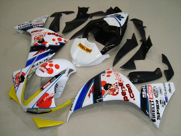 White Black Pepe Phone 2009-2011 YZF R1 Motorcycle Fairings White Black Pepe Phone 2009-2011 YZF R1 Motorcycle Fairings