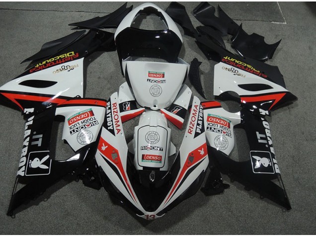 White Black Rizoma Playboy 2005-2006 ZX6R Motorcycle Fairing White Black Rizoma Playboy 2005-2006 ZX6R Motorcycle Fairing