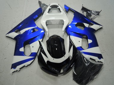 White Blue 2001-2003 GSXR 600 Motorcycle Fairings