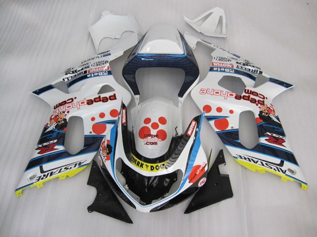 White Blue Dark Dog 2001-2003 GSXR 600 Motorcycle Fairings White Blue Dark Dog 2001-2003 GSXR 600 Motorcycle Fairings
