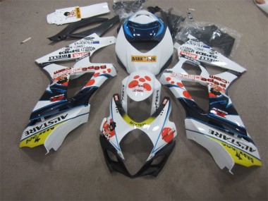 White Blue Dark Dog 2007-2008 GSXR 1000 Motorcycle Fairings