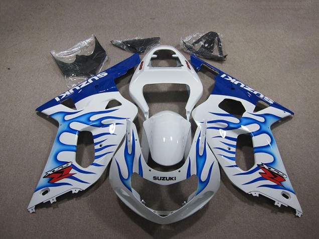 White Blue Flame 2001-2003 GSXR 750 Motorcycle Fairings White Blue Flame 2001-2003 GSXR 750 Motorcycle Fairings