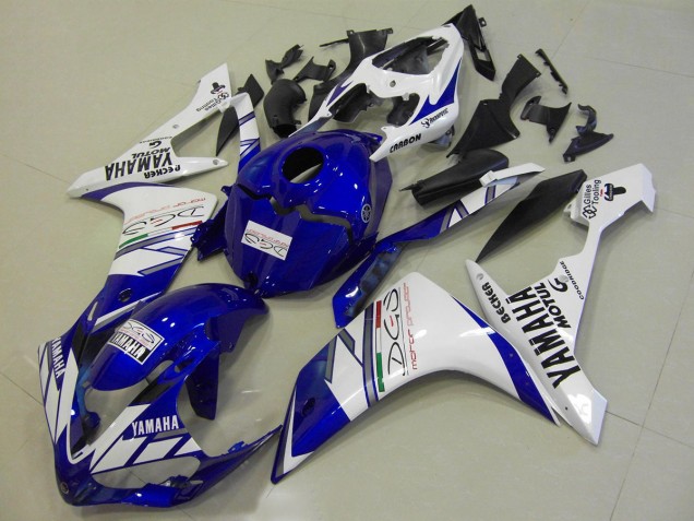 White Blue Tri Colour 2007-2008 YZF R1 Motorcycle Fairings White Blue Tri Colour 2007-2008 YZF R1 Motorcycle Fairings