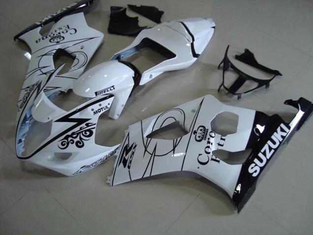 White Corona 2003-2004 GSXR 1000 Motorcycle Fairings White Corona 2003-2004 GSXR 1000 Motorcycle Fairings