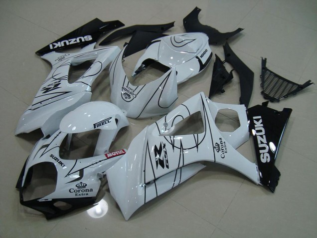 White Corona 2007-2008 GSXR 1000 Motorcycle Fairings White Corona 2007-2008 GSXR 1000 Motorcycle Fairings