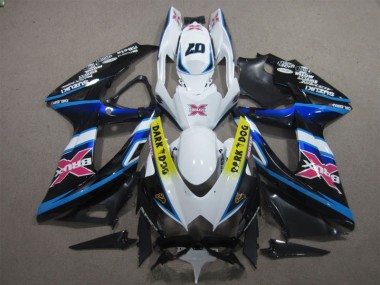White Dark Dog 07 2008-2010 GSXR 600 Motorcycle Fairings